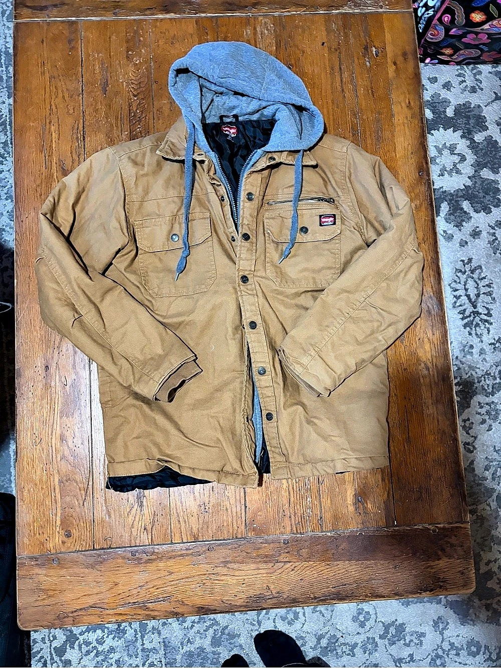 Wrangler Workwear Hooded Jacket Brown Size Small